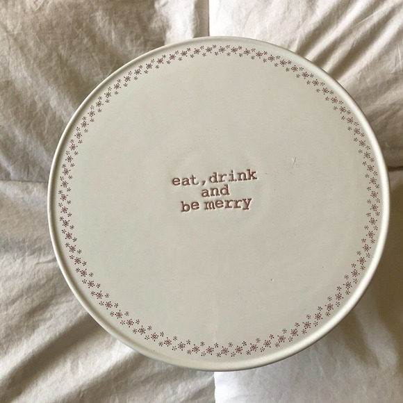 Josheph A. Collection Cake Stand Pedestal Porcelain 10”X5” Cream Graphic Design - Picture 1 of 10